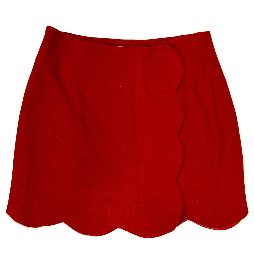 Pim + Larkin Scalloped Mini Skirt Red Orange Size XS